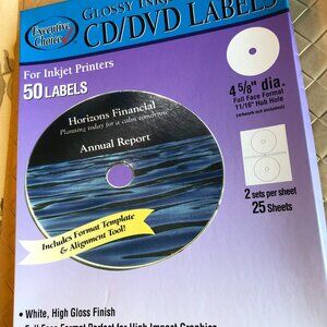 Executive Choice Glossy Inkjet CD/DVD Labels for Inkjet Printers 18 Labels
